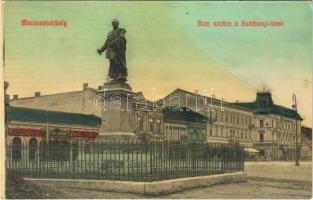 1913 Marosvásárhely, Targu Mures; Bem szobor a Széchenyi téren, Petelei Márton, Schul Henrik, Zmael Ferenc üzlete, Transilvania és Központi szálloda / statue, square, shops, hotels + "KÜKÜLLŐSZÉPLAK POSTAI ÜGYN."