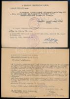 1950 A Budapesti Felsőbíróság (Magyar Népköztársaság Legfelsőbb Bírósága) elnöke által kiállított 2 db hivatalos irat, pecsétekkel