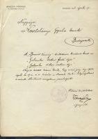 1923 Tolnay Ákos festőművész aláírása Benczúr Társaság papírján