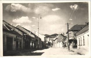 1939 Rozsnyó, Roznava; utca, Jozef Varga, Lázor I., Grieger J., Gömöri üzlete / street, shops. Luna photo