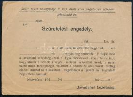 1949 Nagykőrös megyei város javadalmi hivatala által kiállított borbeadási bizonyítvány, pecsétekkel...
