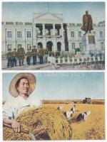 8 db MODERN motívum képeslap 1955-ből: Észak-Korea (Koreai Népi Demokratikus Köztársaság) propaganda...