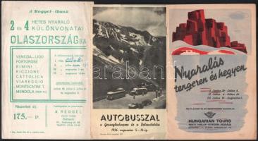 1936-1937 3 db magyar nyelvű utazási prospektus, Ausztriába, Olaszországba