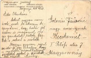 1929 Tergenye, Obec Tergene, Trhyna (Peszektergenye, Sikenica); harangláb és jegyzői lak / Zvonové l...