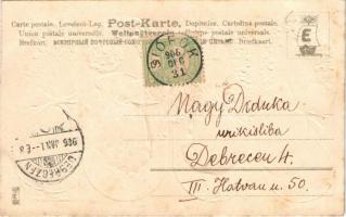 1906 Boldog új évet! Dombornyomott litho / New Year greeting, embossed floral litho