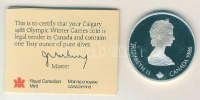 Kanada 1986. 20$ Ag "Olimpia-Jégkorong" T:PP Eredeti díszdobozban, tanúsítvánnyal!
