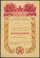 1950 Bp., Az Országos Magyar Repülőegyesület vezetősége által kiállított oklevél, foltos