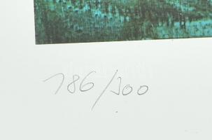 Kass János (1927-2010): Green lady. Ofszet, papír, jelzett, számozott (186/300), 56×38 cm