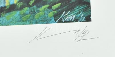 Kass János (1927-2010): Green lady. Ofszet, papír, jelzett, számozott (186/300), 56×38 cm