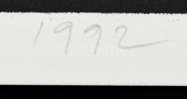 Szabados Árpád (1948-2017): Vörös ék (cím nélkül), 1992. Litográfia, papír, jelzett, számozott (127/...