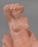 Trischler Ferenc? Női akt. Terakotta, jelzett. Hibátlan. 31x14x21cm