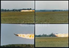 Soproni Károly őrnagy repülőgép-tragédiája a MiG-23 vadászgép bemutatórepülésén a pápai repülőtéren, 1990. szept. 16-án, 6 db fotó, későbbi előhívás, 13x9 cm