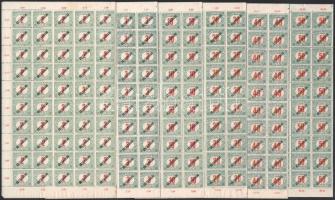 1919 Köztársaság portó hajtott teljes ívsor Feketeszámú 50f nélkül (60.000) (foltosak az ívek) / Mi Postage due 46-51 folded sheets (spots, stain)