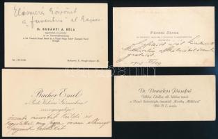 cca 1910-1930 4 db névjegykártya a kör tisztségviselőinek saját kezű írásával (Dr. Rubányi A. Béla, Péteri János, stb.)
