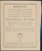 1923 Meghívó az istvántelki főműhely Testvériség dal-, Zene- és Önképző Egyesülete által rendezett szilveszter estélyre