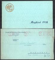 1938 Meghívó a Magyar Elektrotechnikai Egyesület táncestélyére + boríték