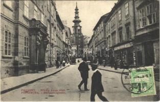 1909 Pozsony, Pressburg, Bratislava; Mihály kapu utca, üzletek / Michaelergasse / street view, shops. TCV card