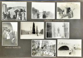 1934-1935 Egy magyar pap utazása a Szentföldre, 132 db jórészt leporellókból származó fotó albumlapo...