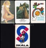 1978-1987 Vegyes kártyanaptár tétel, 15 db, 
benne hölgyekkel is, közte kopott, néhány hátsó oldalá...