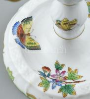 Herendi Viktória mintás három ágú gyertyatartó. Kézzel festett, jelzett, hibátlan (gyertyaviasz nyom...