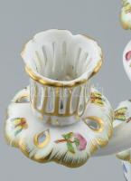 Herendi Viktória mintás három ágú gyertyatartó. Kézzel festett, jelzett, hibátlan (gyertyaviasz nyom...