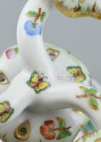 Herendi Viktória mintás három ágú gyertyatartó. Kézzel festett, jelzett, hibátlan (gyertyaviasz nyom...