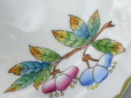 Herendi Viktória mintás három ágú gyertyatartó. Kézzel festett, jelzett, hibátlan (gyertyaviasz nyom...