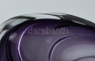 Bohemia Glam retró kínálótál, fújt, mangánoxiddal színezett üveg, jelzett etikettel. h: 30 cm