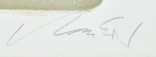 Markos András (1950-2020): Gesztusok (olvashatatlan címmel). Litográfia, papír, jelzett, számozott (...