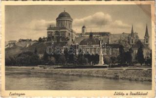 1940 Esztergom, látkép a Bazilikával, Országzászló (fl)