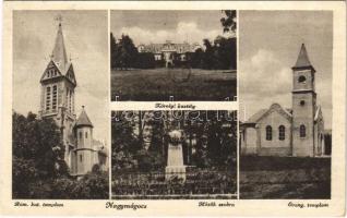1948 Nagymágocs, Római katolikus templom, Károlyi kastély, Hősök szobra, emlékmű, Evangélikus templom (EK)
