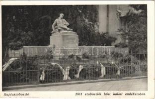 1937 Hajdúszoboszló, 1061 szoboszlói hősi halott emlékszobra. Palágyi kiadása (EK)