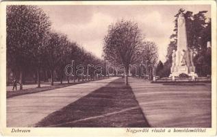 1930 Debrecen, Nagyerdői részlet a honvéd emlékkel, hősök szobra (EK)