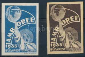 1933 Jamboree Gödöllő kék és barna levélzáró / 2 different labels