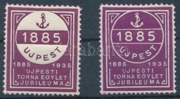 1935 Újpesti tornaegylet Jubileuma 2 klf levélzáró / 2 different label