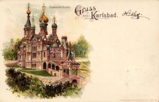 Karlsbad Russian church Litho
