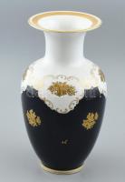 Reichenbach díszváza, kobaltkék porcelán aranyozott virágdekorral. Jelzett, apró kopások, m: 23 cm