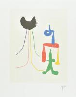 Joan Miró (1893-1983): Parler seul, 1948/2004. Computer print, papír. Jelzett a print alatt nyomtatva. Hátoldalán Succession Miro / ADAGP, Maeght Éditeur, nyomtatott felirattal. 42x33 cm / Joan Miró (1893-1983): Parler seul, 1948/2004. Computer print on paper. Signed in the stone. With Succession Miro / ADAGP, Maeght Éditeur description on the reverse. 42x33 cm