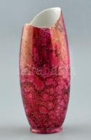 Hollóházi márványmintás porcelán váza, jelzett, kis kopásnyomokkal, m: 20,5 cm