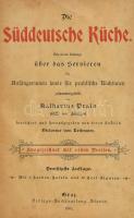 Katharina Prato: Die Süddeutsche Küche. Graz, 1901, Verlag-Bucchandlung Styria, VIII+811 p.+3 (színes képtáblák, közte 2 kétlapossal) t. Német nyelven. Szövegközti illusztrációkkal. Kiadói aranyozott egészvászon-kötés, kopott borítóval.