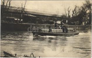 1926 Budapest III. Óbuda, cs. és kir. gőzbárka a Magyar Királyi Folyamőrség kötelékében / Dampfbarke / Hungarian Royal River Guard steam barge. photo (Rb)