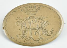 Bross koronával vésett, RL monogrammal. Réz, kopott. 5x3,5cm