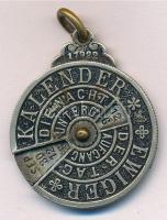 Német Birodalom ~1910. Ewiger Kalendar (Öröknaptár) tárcsás öröknaptár érme (26mm) T:1- German Empire ~1910. Ewiger Kalendar (Endless Calendar) dial endless calender medallion (26mm) C:AU