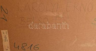 Károlyi Ernő (1923 -2016): Tihanyi Belső-tó (Balaton), 1960-as évek. Olaj, farost, jelzett. Hátoldal...