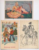 3 db RÉGI magyar népviseletes motívum képeslap üdvözlettel / 3 pre-1945 Hungarian folklore motive postcards with greetings