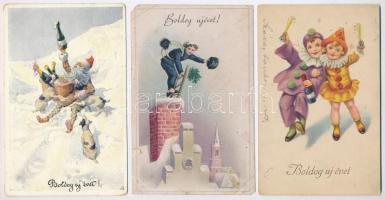 5 db RÉGI motívum képeslap: újévi üdvözlőlapok / 5 pre-1945 motive postcards: New Year greeting cards