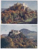Salzburg, Hohensalzburg - 4 db régi osztrák város képeslap / 4 pre-1945 Austrian town-view postcards