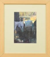 Gallé Tibor (1896-1944): Blagow, 1918 (I. világháború). Akvarell, papír, jelzett és datált (Gallé Tibor 1918), üvegezett fa keretben, 19,5×13,5 cm