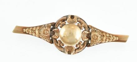 14k Arany (Au) ékszerszett, (bross, medál, gyűrű, fülbevalópár. Jelzés nélkül. bruttó: 25g