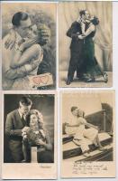 11 db főleg RÉGI motívum képeslap: romantikus párok / 11 mainly pre-1945 motive postcards: romantic couples